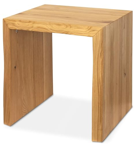 holz4home® Massivholzbank XS I Sitzbank aus Eiche mit Baumkante ohne Lehne I Echtholz Holzbank Hocker für Wohnzimmer Badezimmer Flur oder Küche I Sitzhocker Massiv