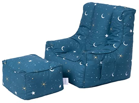 Ready Steady Bed Fauteuil Poire pour Enfants avec Pouf | Canapé pour Salle de Jeux avec sièges Souples et sécurisés pour Les Enfants | Fauteuil Ergonomique pour Les Tout-Petits | (Clair de Lune)