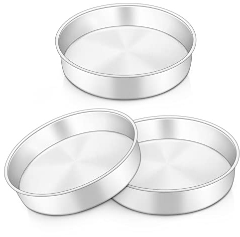 Onader 9.5Inch Cake Tin Set of 3, Stainless Steel Big Round Baking Pans