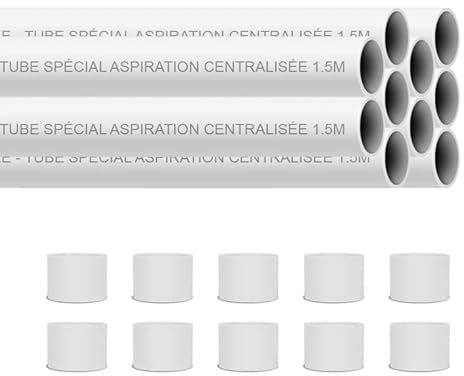 Tube spécial aspiration centralisée 10 unités de 1,5 m + 10 manchons - Tuyauterie Aspiration Centralisée - Anti-Statique - Diam. 51mm - Compatible toutes marques