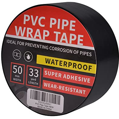 TAPEBEAR Isolierband Schwarz Abdichtungsband Dichtband selbstklebend PVC Rohr SchutzhüLle WickelbäNder Anti-Korrosions-Klebeband Wasserdichtes Korrosionsschutz, 50mm x 30m