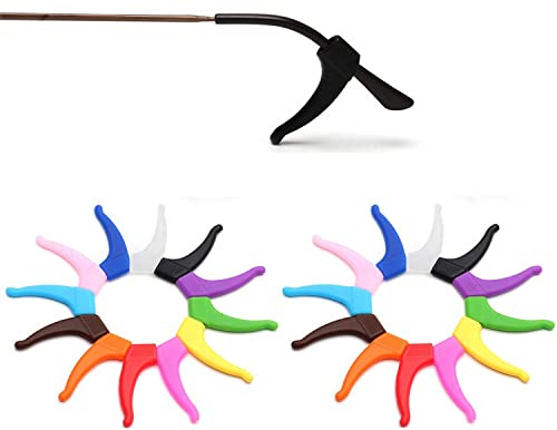 VILIA 12 Paar Brillen-Halter, rutschfest, für Brillen, Ohrbügel, Griff für Kinder und Erwachsene, Silikon, Anti-Rutsch-Halter für Brillen, Brillenbügel (mehrfarbig), Rosa, Gelb, Hellblau, Dunkelblau,