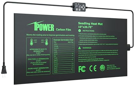 iPower Sämlingmatte für Pflanzen mit Dual-Digital-Temperaturregler, MET zertifiziertes Heizkissen, 25,4 x 52,7 cm, Schwarz