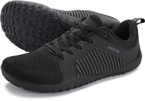 WHITIN Men's Extra Wide Width Barefoot Minimalist Shoes Zero Drop Trail Running Hiking Sneaker Cross Training Walking Gym Workout Lifting All Black 44