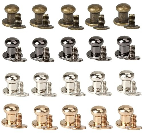 Dtoterul Leather Rivets Pack of 100 Button Rivets Solid Button Round Head Hollow Rivets 6 mm Button Buttons Button Screw Stud Mushroom Head Screws with Round Impact Double Cap for DIY Crafts Leather