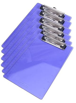 Presse-papiers A5 en Plastique Bleu, Lot de 6, Léger