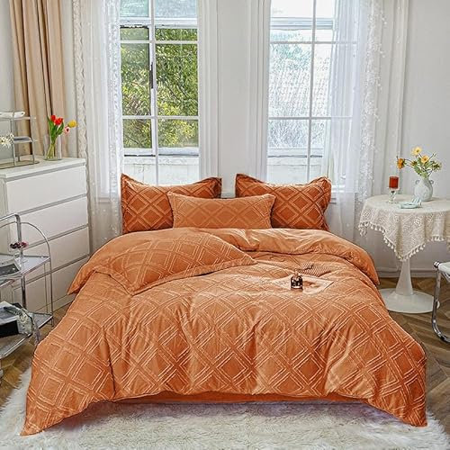 Nyescasa Boho Bettwäsche 135x200 2 Teilig Getuftet Geometrische Bettwäsche-Set Karamell Stickerei Shabby Chic Wendebettwäsche Weiche Mikrofaser Bettbezug mit Reißverschluss und Kissenbezug 80x80cm