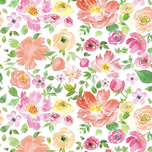 VaryPaper Papier peint autocollant floral rose - 44,5 x 200 cm - Doublure murale - Plastique - Chambre fille, salon - Art botanique