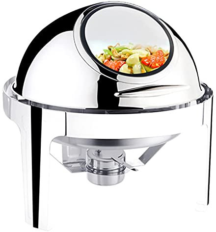 AidiOn Chafing Dish, Warmer, Stainless Steel with Glass Lid, Includes Rack, 6 Qt