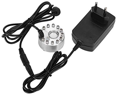 Generador de Niebla, Adorno Decorativo, Fuente de Agua, Atomizador de Agua Corriente, Humidificador Ultrasónico, 12 Luces, Mini Fuente de Agua, Generador de Niebla (Enchufe de la