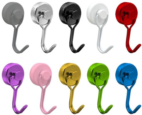 VBXPOU 10 Stück Magnethaken Extra Stark 20mm Magnet Haken 360 Grad Drehbar Neodym Magnete Haken für Küche Schließfächer Schlafzimmer Büro Schließfächer, Horizontale Belastung 15 kg