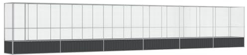 vidaXL Voljär med utbyggnad silver 1250,5x107x212 cm stål, voljär, fågelburar, utomhusvoljärer, voljärer, utomhusvoljär, utomhusbur, utomhusburar