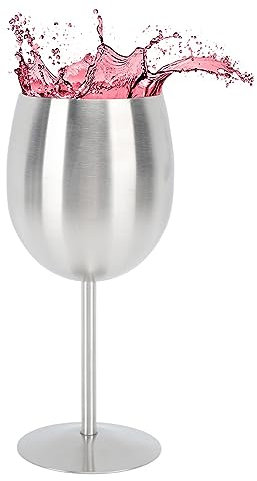Yuecoom Bicchieri da Vino in Acciaio Inossidabile 304, Calici da Vino, Bicchieri da Vino da Esterno di Grandi Dimensioni in Metallo, Bicchieri da Vino con Stelo Per Anniversario