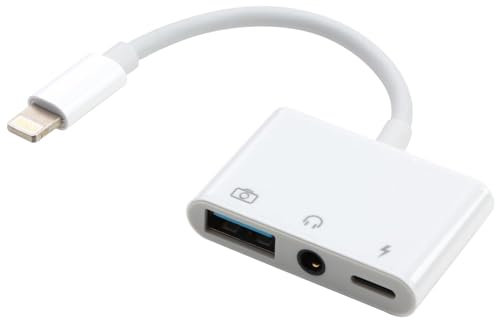 Wonvify Adaptateur 3 en 1 pour i Phone/i Pad, Universel Lightn vers Prise Jack 3,5 mm/Charge/USB, Multiport Connecteur Audio Ecouteur Casque Splitter, Adaptateur Compatible avec i-Product