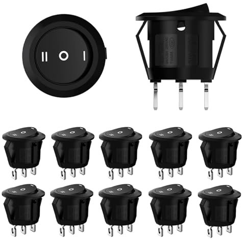 YINZZTRY Runde Schalter, Runde Kippschalter, Wippschalter, 3 Position Runde Schalter, einrastbare runde Schalter, Für Auto Boot, Haushaltsgeräten, Ein/Aus Ac 6A/ 250V, 10A/125V, 10 Stück