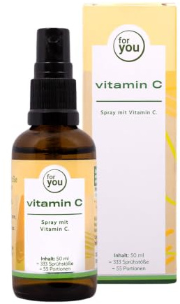 for you Vitamin C Spray – Mundspray mit Vitamin C – direkt anwendbar, einfach dosierbar & ideal für den Alltag- 72 mg pro Tagesdosis - vegan, hohe Bioverfügbarkeit – 50 ml (55 Tagesdosen)
