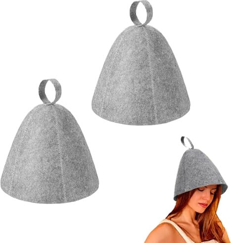 Lot de 2 bonnets de sauna, bonnet en feutre pour sauna, bonnet de douche, bonnet de douche, bonnet de bain, bonnet de douche pour homme et femme, accessoire de bain (gris)