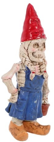 Amosfun Halloween Skeleton Decorations Unique Resin Skull Outdoor Skeleton Garden Gnomes Horror Statue for Halloween Small Scary Sculptures