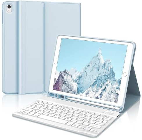Tastiera per iPad 9/8/7 Generazione 10.2 Pollici/Pro 10.5/iPad Air 3 10.5 | Cover Keyboard Magnetico Staccabile, Italiano QWERTY, Custodia Tastiera Senza Fili Bluetooth con Portapenna, Blu chiaro