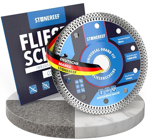 Disco da taglio diamantato 125 mm [125 × 22,23 mm] – Disco da taglio per smerigliatrice angolare – Disco da taglio per pietra, piastrelle, granito, marmo, ceramica e pietra naturale, durevole in