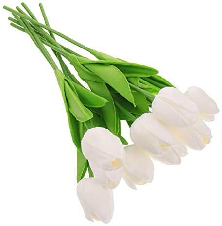 Vaguelly 10stücke Kunsttulpene Strauß Weiß Blumenarrangement Dekor Für Zuhause Hochzeit Party Wohnzimmer Blumenschmuck Requisiten Für Hochzeitsdeko