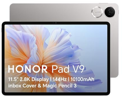 HONOR Pad V9, 2.8K 144Hz Eye Comfort Display,10100mAh Battery, 256GB Storage Wi-Fi Tablet Gray Bundle with inbox Flip cover Magic Pencil 3
