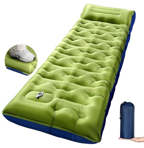 KASBAH Camping Sleeping Pad,Extra Wide 6 inch Thick Inflatable Sleeping Pads with Built-in Foot Pump and Pillow,Ultralight Camping Mat Gear for Outdoor Hiking,Camping