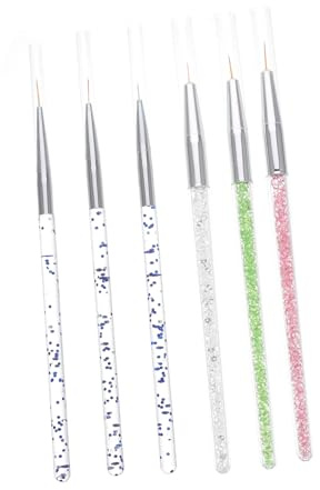 FOMIYES 6 Pezzi Pennello per Disegno Unghie Pennello per Nail Art Manico Strass Strumento per Manicure Facile da Impugnare Applicazione Liscia