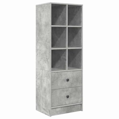 vidaXL Moderne Beton Grau Regaleinheit mit Schubladen für Wohnzimmer MDF-BAU Reichlich Stauraum Minimalistisches Design Ideal für die Organisation zu Hause Zeitgenössischer Stil Innenlösungen