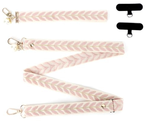 MOTIBACK Pink Mobile Phone Lanyard, Adjustable Phone Neck Strap and Phone Wrist Strap for All Smartphones