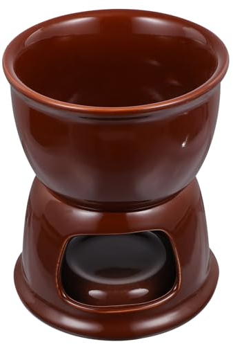 ROMISBABA Fondoir à Chocolat Et Service à Fondue Au Fromage En Céramique, Pot En Céramique Brun, Set Non Électrique Pour Fromage Fondu Et Chocolat, Usage La Cuisine Et Repas, Pour 2-4 Personnes
