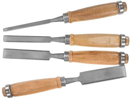 IMIKEYA 4 Piezas Cinceles Para Carpintería Cincel Para Mortaja Cincel De Gubia Con Mango De Madera Herramienta Manual Para Tallar Madera y Modelar