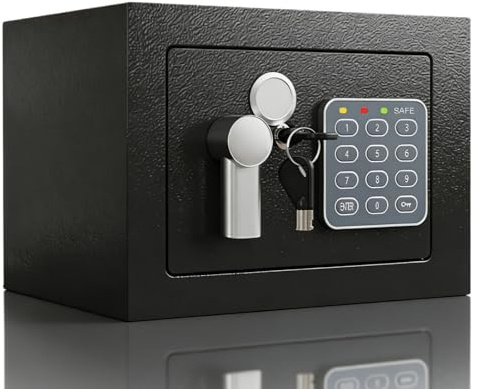 4.6L Digital Steel Safe, Safe Boxes for Home Use wite 2 Keys | Steel Construction Safe Lock Box , Money Jewelry and valuable items Safety Box, for Office, Home, Business, and Hotel Use