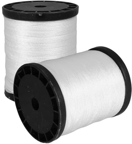 Lurrose Cuerda de Nailon para Construcción y Mampostería Línea de Cuerda Retorcida Color Claro Resistente y Flexible 2 Rollos de 0,195 Kg para Obra y Bricolaje Duradera Uso en Exteriores