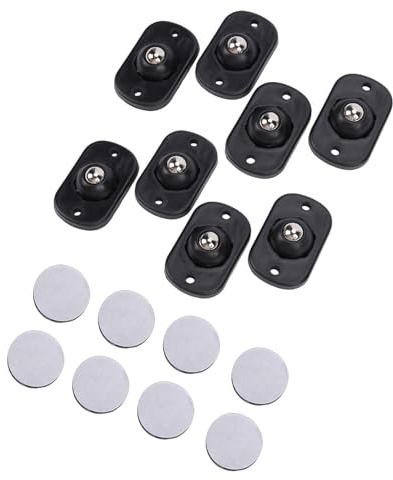 Jiawu Self Adhesive Caster Wheel 360 Degree Rotation Steel Ball for Furniture Storage Box Trash Can Black 8 Pcs for Household Items