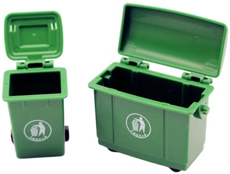 Pocoiau Miniature Trash Cans with Functional Lid 1/12 Doll House Accessories Sanitation Garbage Bin for Kids Craft Scene Decors Doll House Miniature Trash Can