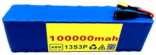 48V 100AH Batería para Bicicleta Eléctrica 13S3P Batería De Larga Duración para Patinete Eléctrico E-Bike Batería Litio-Ion con 54.6V 2A Cargador XT90
