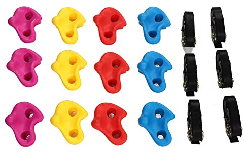 Chrees 12 St Rock Wall Climbing Håller Stadigt Greppvänligt Kit med Remmar för Tree House-klättring ABS 5.3x4.3in
