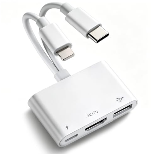 [Apple MFi-Zertifiziert] USB-C HDMI Adapter 1080P 60Hz für iPhone & iPad | L-N & USB-C auf HDMI Adapter für iPhone 17/16/15/14/13/12/11 und iPad Air/Pro, HDTV Adapter