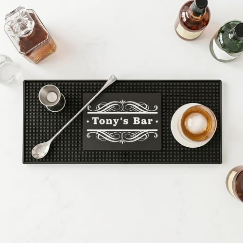 Tapis de Bar Personnalisé, Texte sur Mesure, PVC Antidérapant | Grand et Résistant à la Déformation, pour Comptoirs de Bar et Cuisine, Cadeau Personnalisé pour Barman