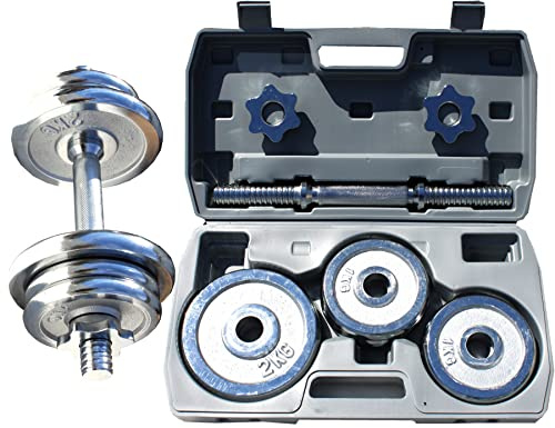 Lisaro Kurzhantel-Set | 10kg Chrom Hantel | 2x Sternverschlüsse | 6 Chrom-Hantelscheiben | Perfekt für’s Home-Gym