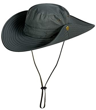 Hearda Sonnenhut Herren Damen UV Schutz Wanderhut Sommer Fischerhüte Fischerhut Trekking Gartenhut Faltbar SafariHut Anglerhut mit Kinnband Outdoor Buschhut Hiking Bucket Hat (Grau,55-60cm)