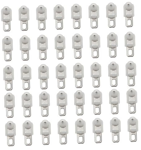 Artibetter 50Pcs Heavy Duty Curtain Track Glider Hooks - Silent Stainless Steel Rollers for Smooth Gliding and Noise Reduction - White Plastic Curtain Rail Gliders for Home Drapery
