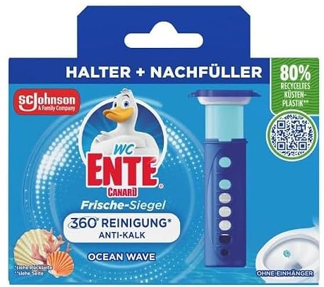 WC-Ente Frische-Siegel Starter-Set (inkl. 1 Nachfüller), körbchenloser WC-Reiniger, Marine Duft, 36 ml