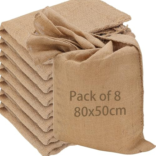 HAKZEON Confezione da 8 sacchi di iuta grandi, 50 x 80 cm (25 kg), sacchi di iuta per patate e verdure, per verdure, patate