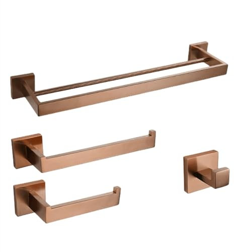 Juego de accesorios de baño con escobilla de baño, soporte cuadrado para papel higiénico, toallero, gancho para albornoz, 1 barra de 40 cm