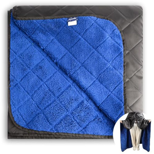 ACUSHLA Couverture Polaire imperméable pour Temps Froid, extérieur, Plage, Pique-Nique, Stade, Football, Voiture, isolée, Coupe-Vent, résistante au Sable et Lavable en Machine, 145 x 200 cm, Bleu