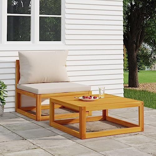 CINDERFUL 2-TLG. Garten-Sofa-Set mit Kissen Massivholz Akazie,GartenmöbelSet aus massivem Akazienholz Bequem und modular für den perfekten Gartengenuss Gartensitzmöbel
