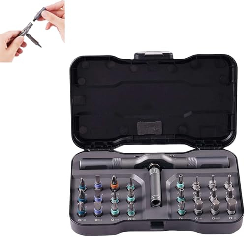 SHUZHENG DIY 24 in 1 Multi Bit Magnetic Screwdriver Set, Multi-Purpose Ratchet Wrench Screwdriver Repair Tool for Furniture Bicycle Computer Electronics