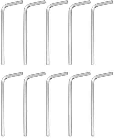 sourcing map 10pcs Hex Key Wrench 7/64 45# Carbon Steel L-Shape Hexagon SAE Wrenches Repairing Tool for Home DIY Bike Motorcycle Repair, Silver Tone